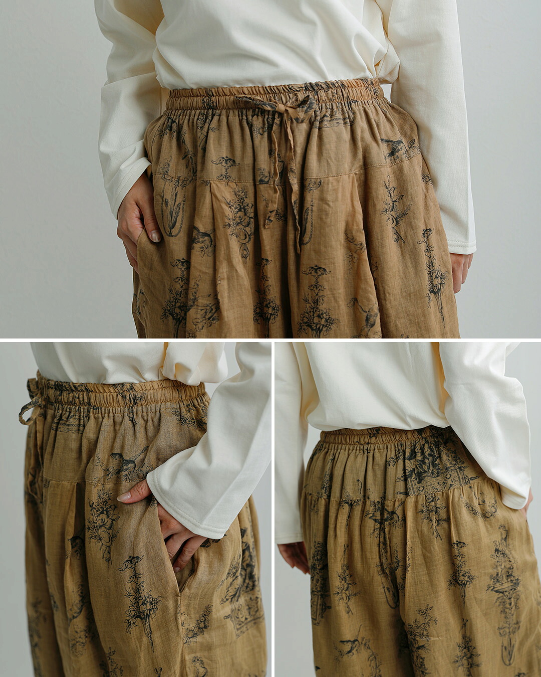 Gauzeラミーリネン ワイドパンツ Florence WIDE PANTS g1207