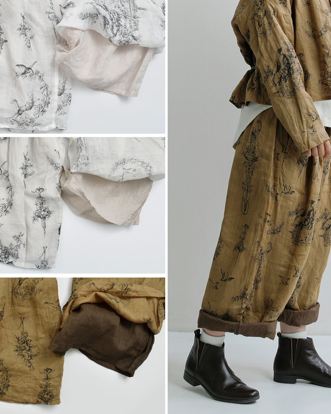 Gauzeラミーリネン ワイドパンツ Florence WIDE PANTS g1207