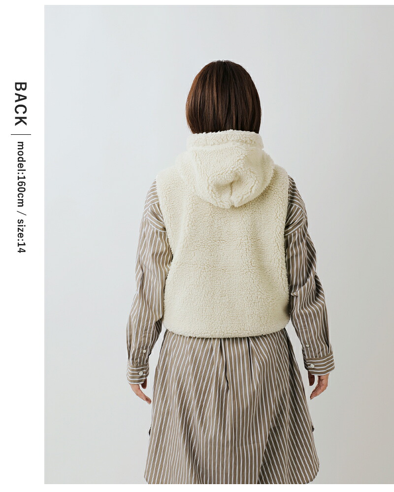 Gymphlex(ジムフレックス)くるみボタンボアフーデッドショートベストgy-a0726boa