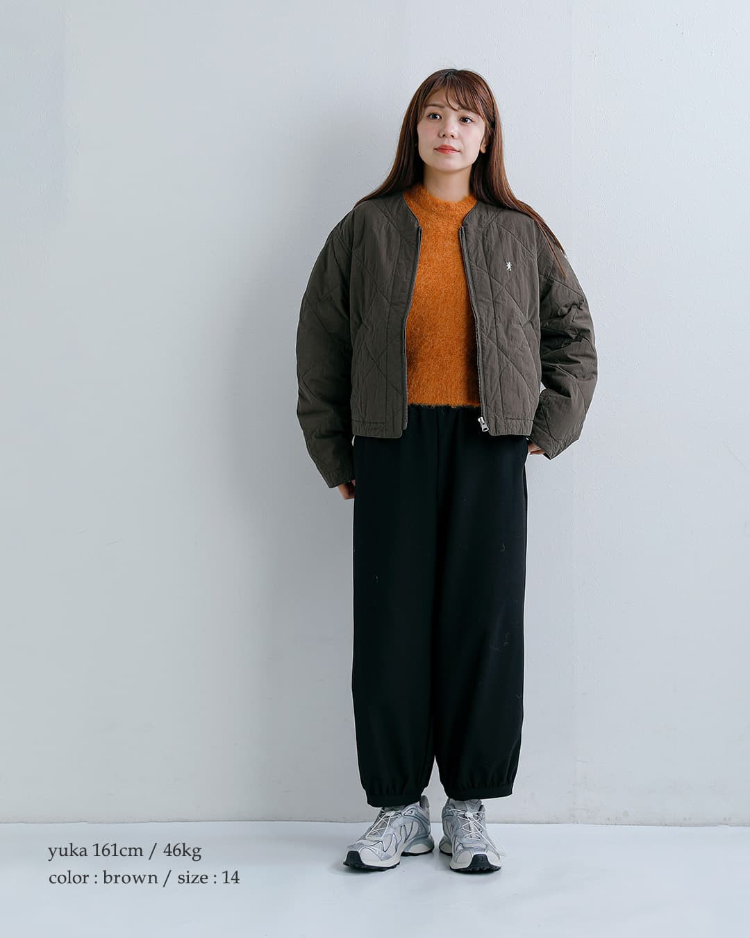 Gymphlexワッシャーコットン キルト ノーカラージャケット gy-a0853wko