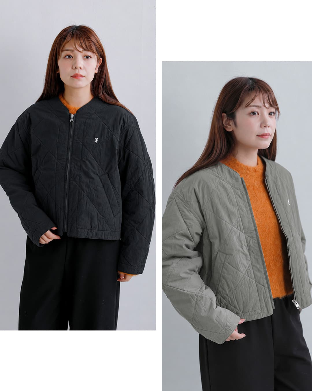 Gymphlexワッシャーコットン キルト ノーカラージャケット gy-a0853wko