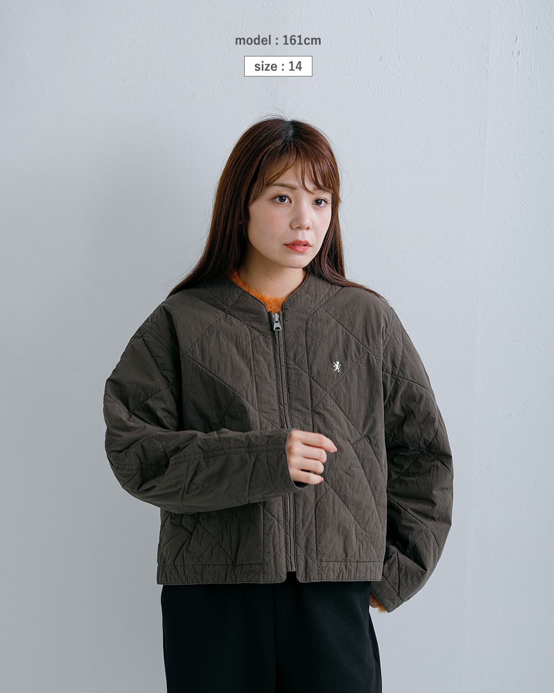 Gymphlexワッシャーコットン キルト ノーカラージャケット gy-a0853wko