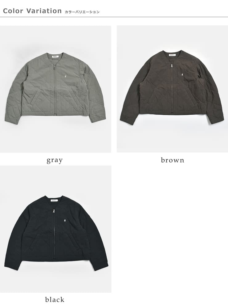 Gymphlexワッシャーコットン キルト ノーカラージャケット gy-a0853wko