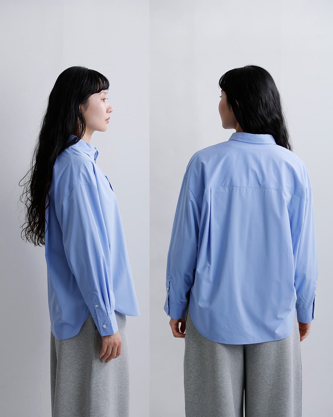 Gymphlexストレッチタイプライター 長袖 ボタンダウンシャツ gy-b0499toi