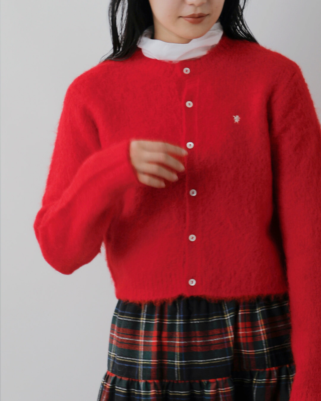 Gymphlex(ジムフレックス)アルパカ シャギーニット クルーネック カーディガン gy-d0098sgk-26aw