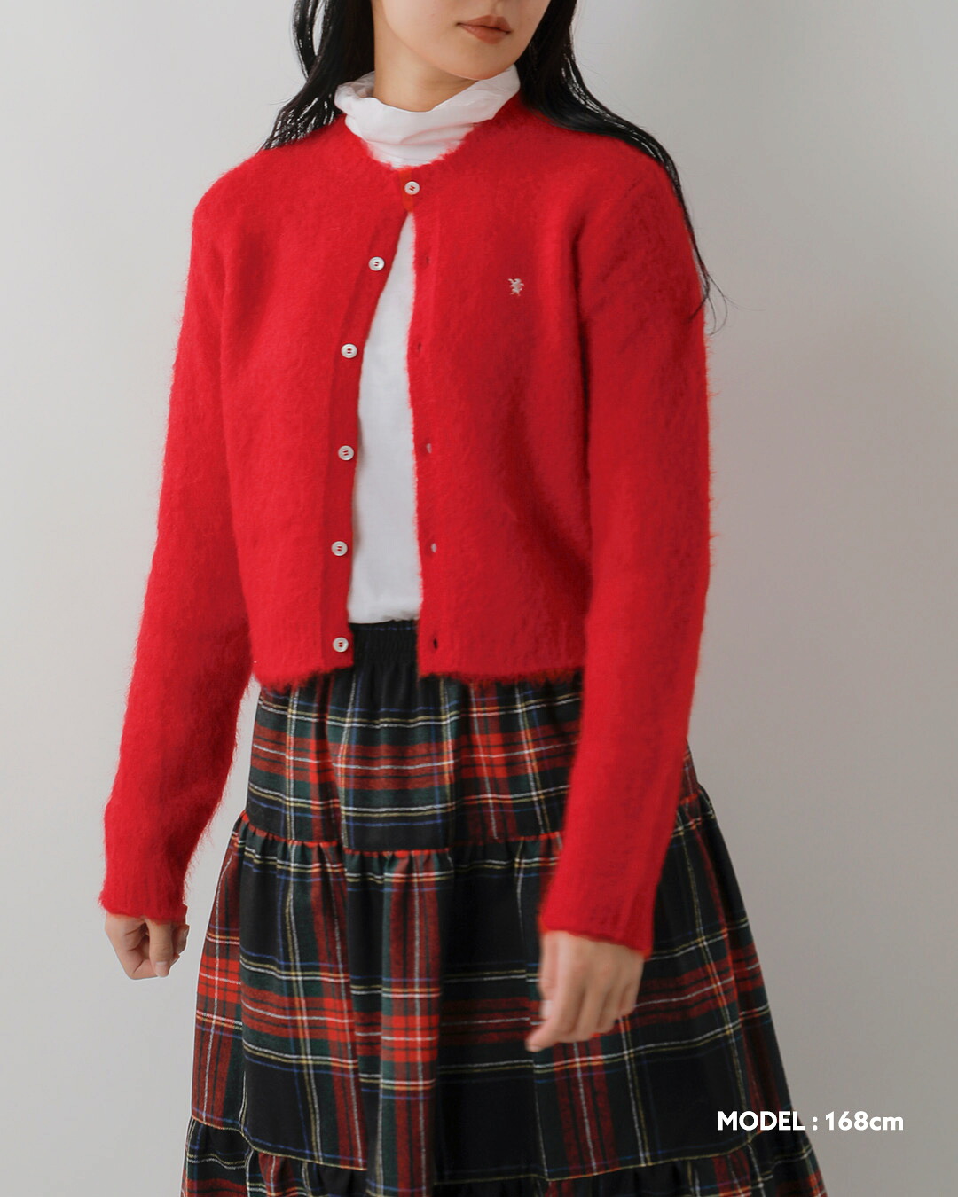 Gymphlex(ジムフレックス)アルパカ シャギーニット クルーネック カーディガン gy-d0098sgk-26aw