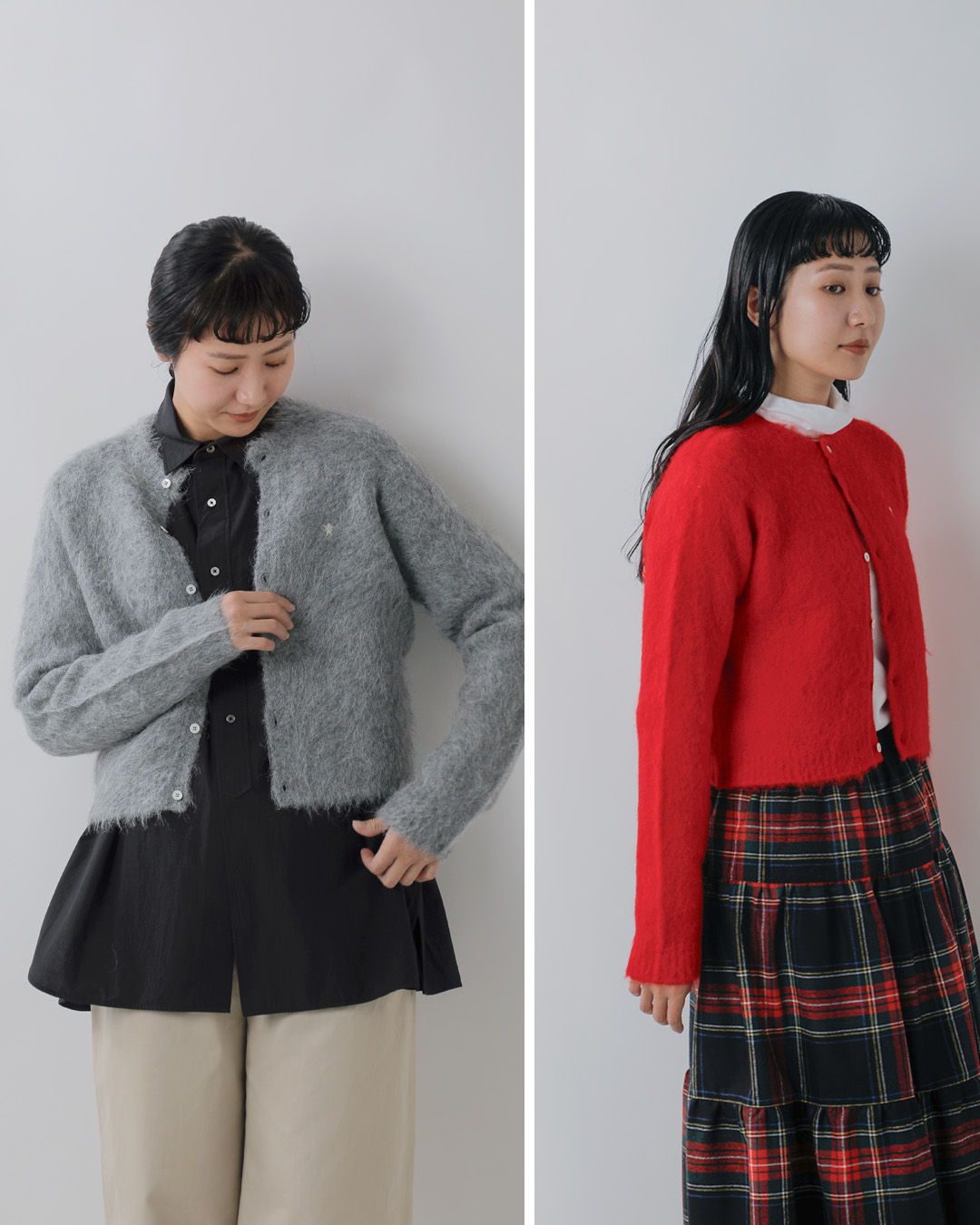 Gymphlex(ジムフレックス)アルパカ シャギーニット クルーネック カーディガン gy-d0098sgk-26aw