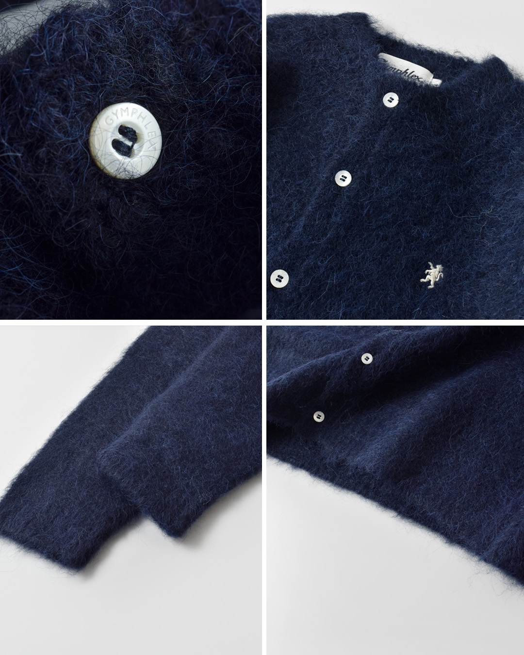 Gymphlex(ジムフレックス)アルパカ シャギーニット クルーネック カーディガン gy-d0098sgk-26aw