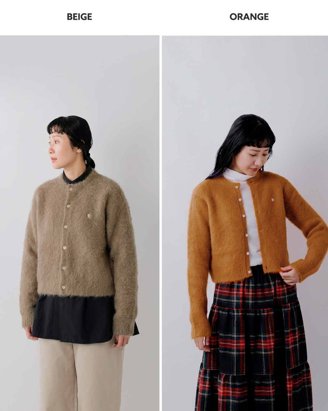 Gymphlex(ジムフレックス)アルパカ シャギーニット クルーネック カーディガン gy-d0098sgk-26aw
