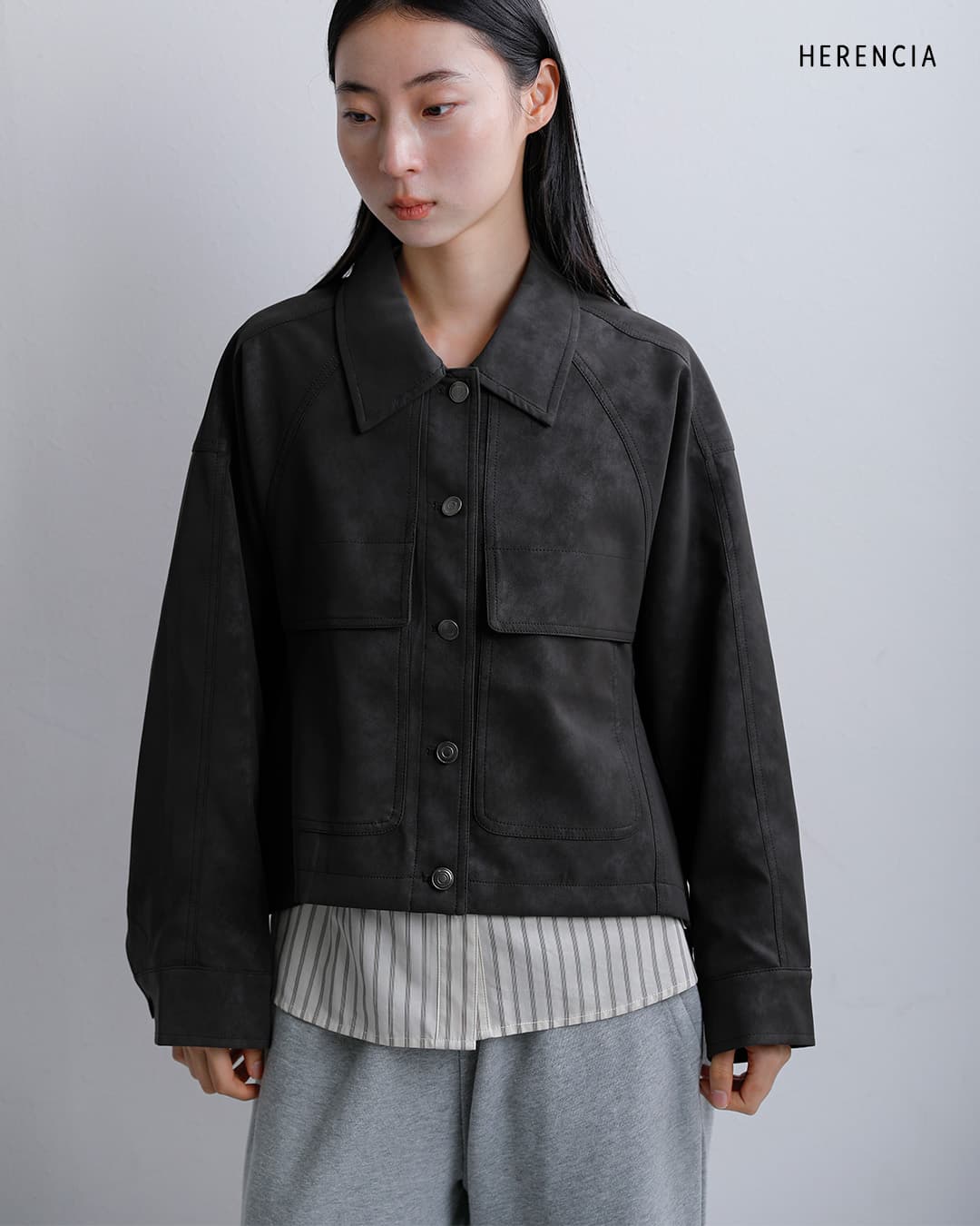 HERENCIAレギュラーカラー フラップポケット ジャケット h226304