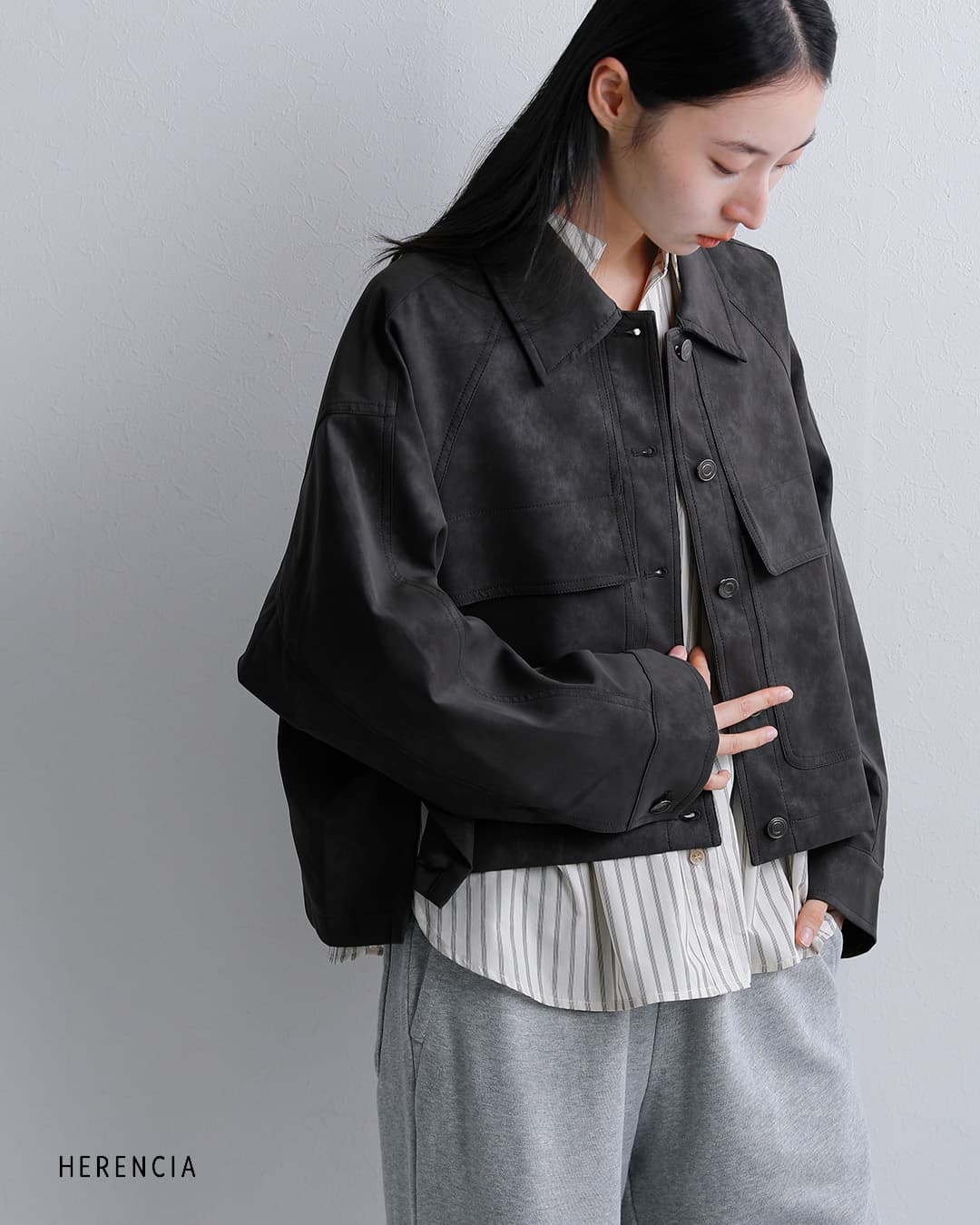 HERENCIAレギュラーカラー フラップポケット ジャケット h226304