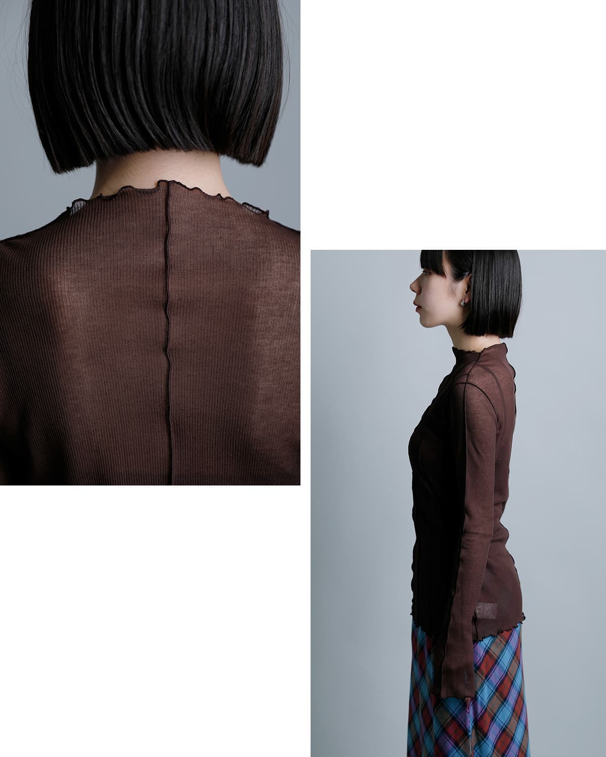HAKUJI(ハクジ)コットンシアーリブ ボトルネック 長袖カットソー h232636
