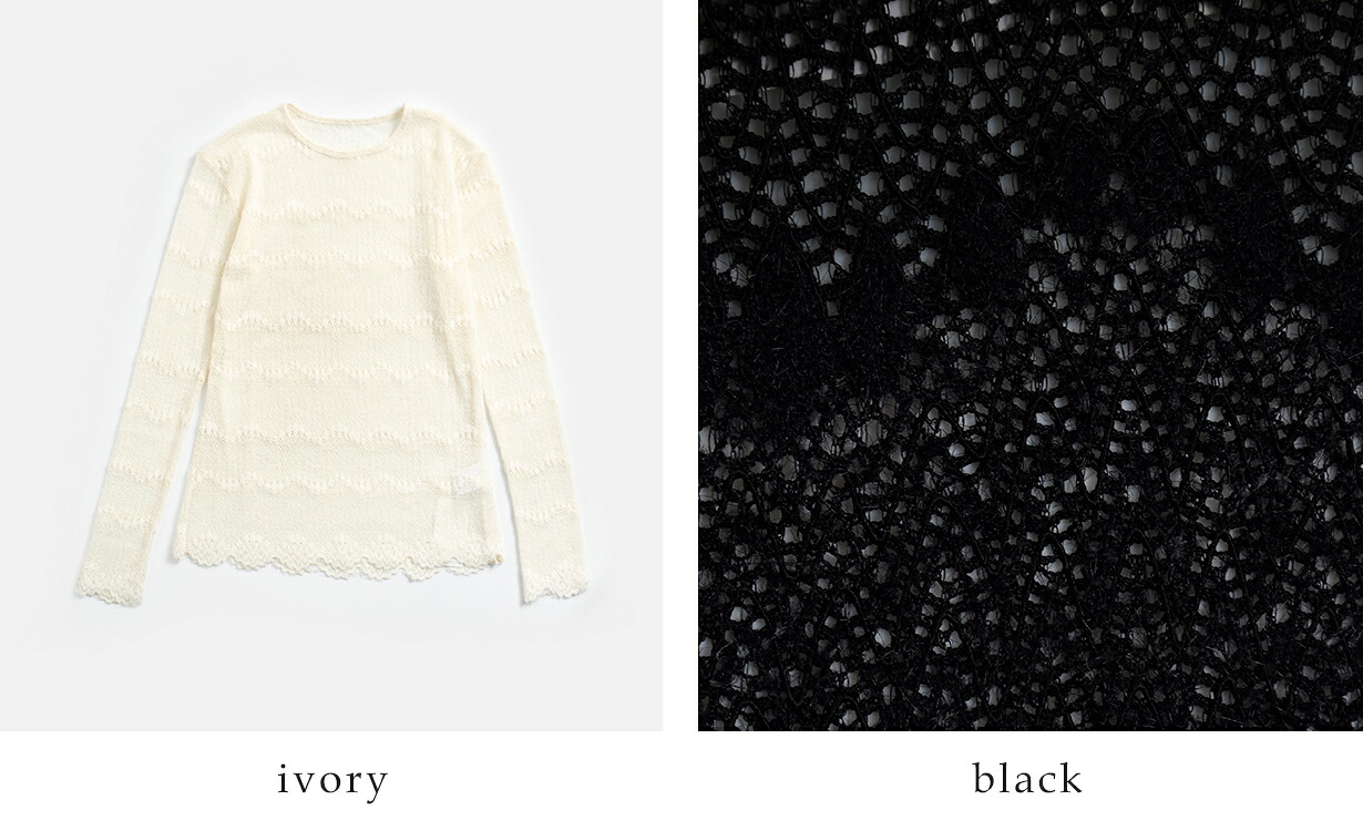 Hella(ヘラ)フロック レース シアー トップ Flocked Lace Sheer Top h263-17