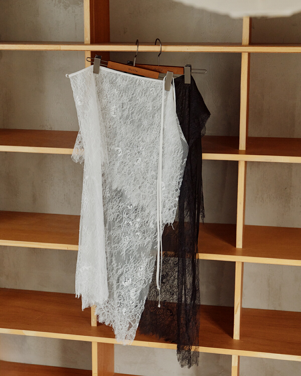 Hella(ヘラ)2way レイヤード レース ラップスカート 2way Layered Lace Wrap Skirt h263-37