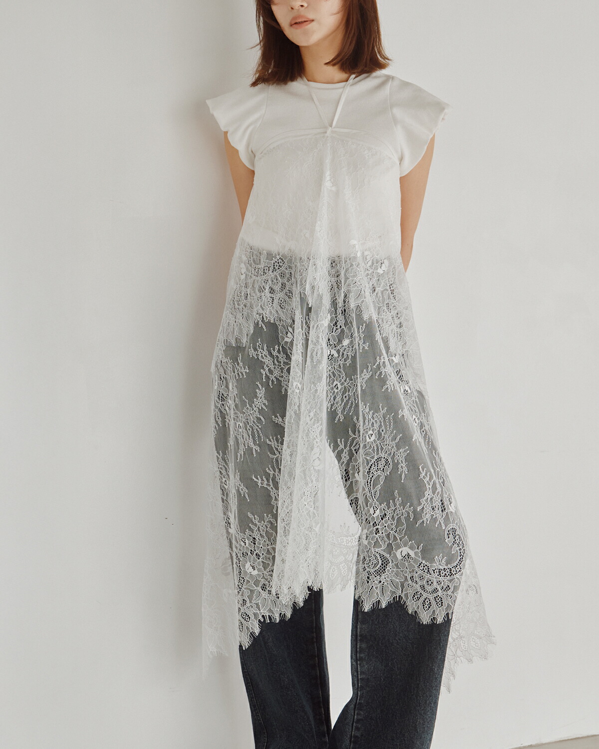 Hella(ヘラ)2way レイヤード レース ラップスカート 2way Layered Lace Wrap Skirt h263-37