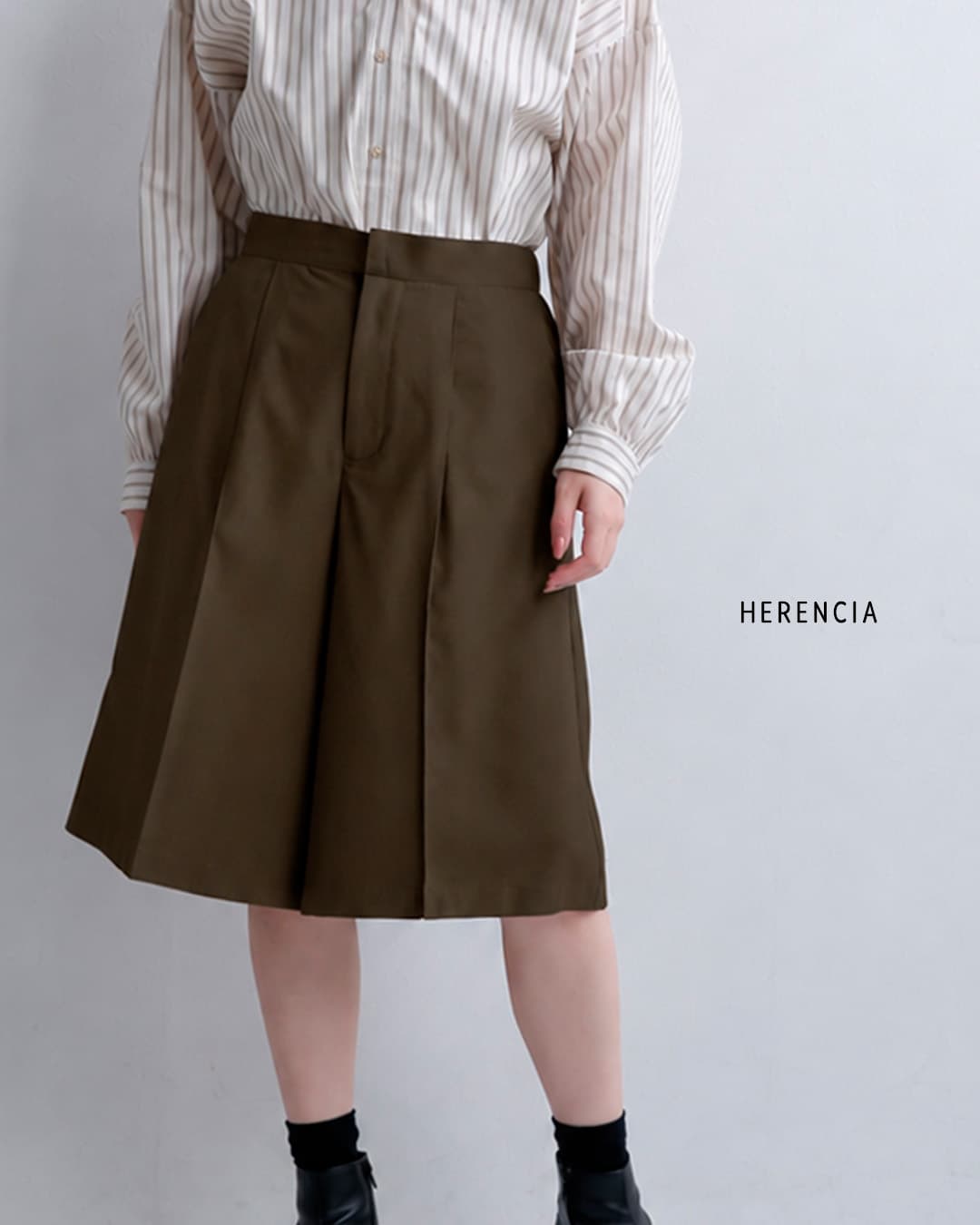 HERENCIA ヘレンチア フロントタック ワイド キュロットパンツ h826304