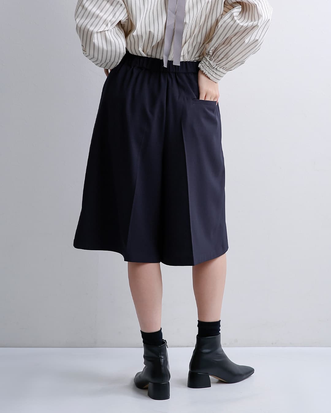 HERENCIA ヘレンチア フロントタック ワイド キュロットパンツ h826304