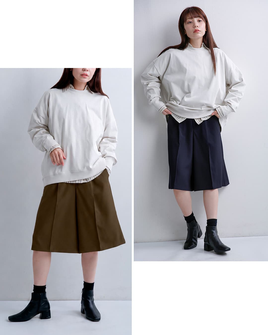 HERENCIAフロントタック ワイド キュロットパンツ h826304