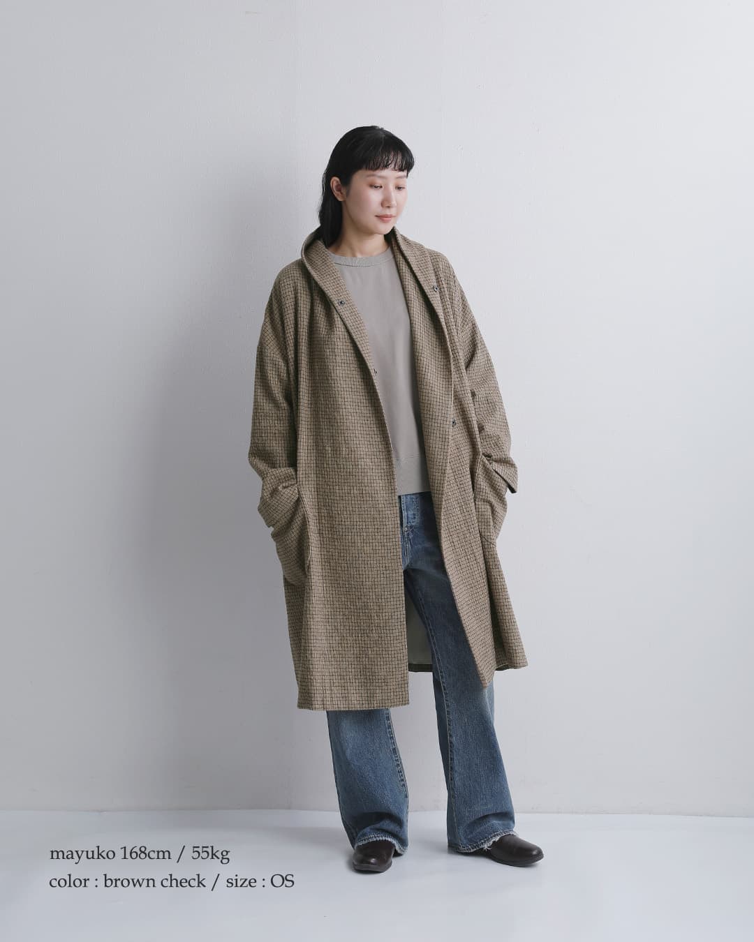 Honnete(オネット)コットンウールツイル ショールカラー コート ho-26aw-co3t