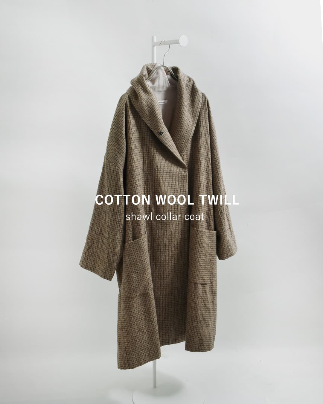 Honnete(オネット)コットンウールツイル ショールカラー コート ho-26aw-co3t