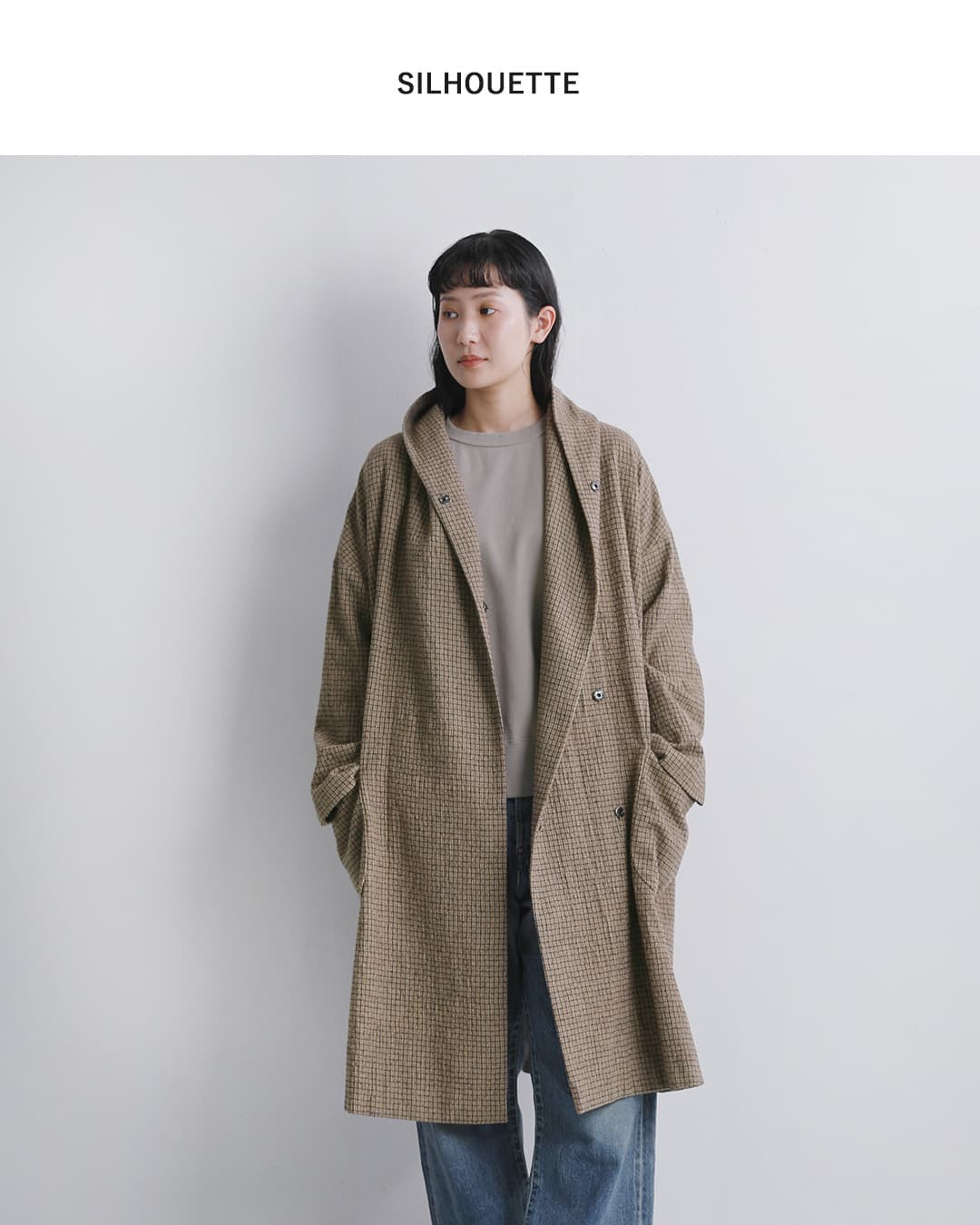 Honnete(オネット)コットンウールツイル ショールカラー コート ho-26aw-co3t
