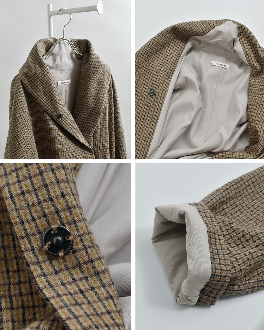 Honnete(オネット)コットンウールツイル ショールカラー コート ho-26aw-co3t