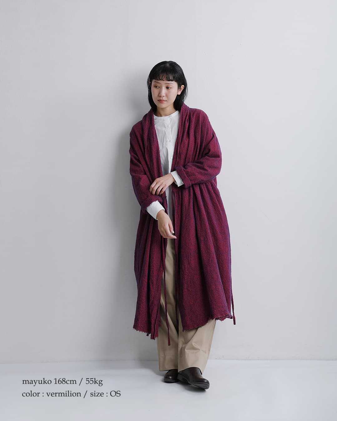 Honnete(オネット)ウールコットン ウォッシュドミニギンガム カシュクールドレス ho-26aw-op40