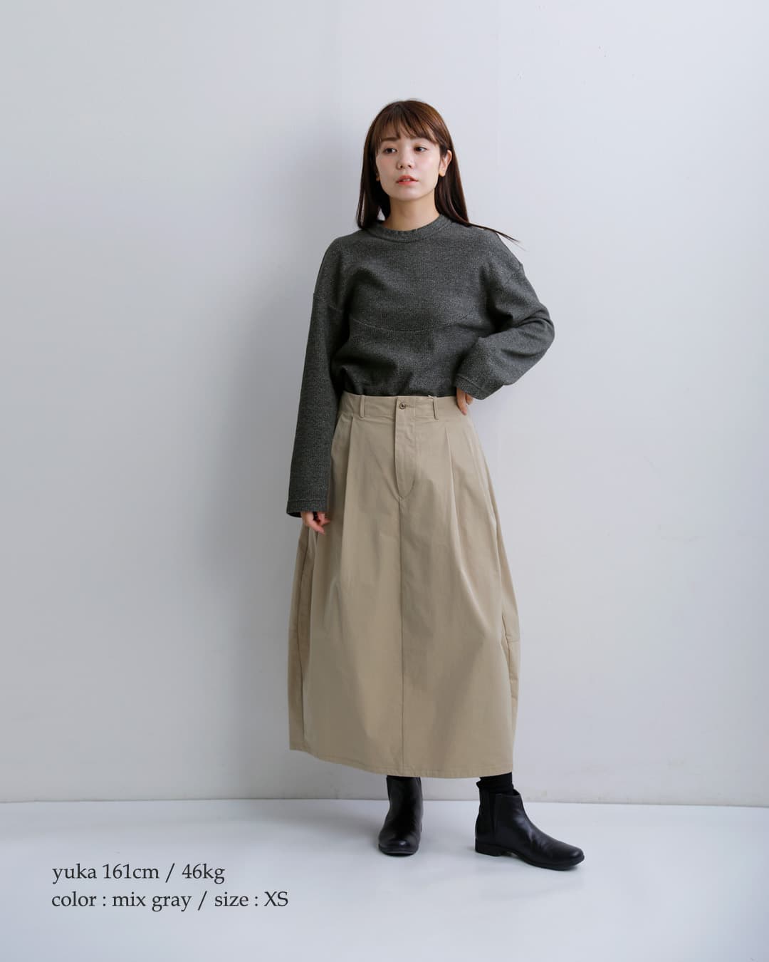 FIR MUM(フィル マム)メランジウールコットン ヘリンボーン ジャガードダブルジャージー アークヨーク Tシャツ hr-fr1102tf