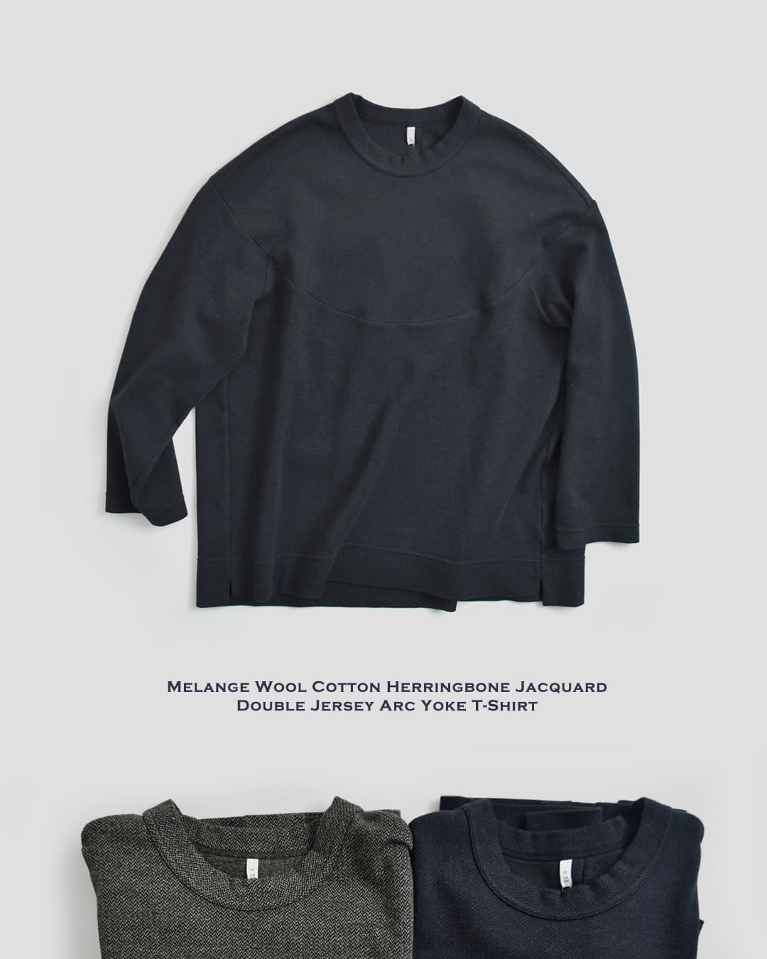 FIR MUM(フィル マム)メランジウールコットン ヘリンボーン ジャガードダブルジャージー アークヨーク Tシャツ hr-fr1102tf