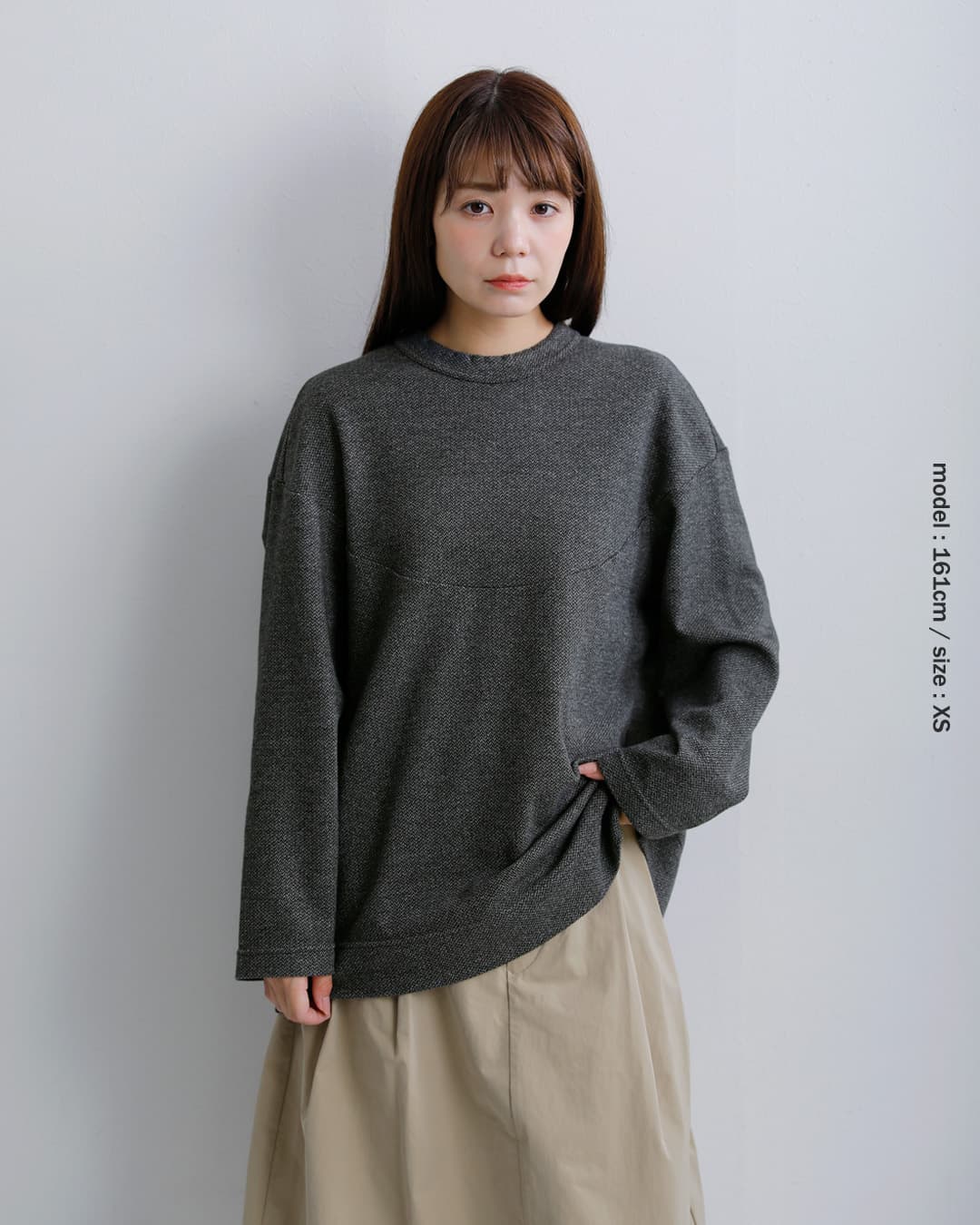 FIR MUM(フィル マム)メランジウールコットン ヘリンボーン ジャガードダブルジャージー アークヨーク Tシャツ hr-fr1102tf