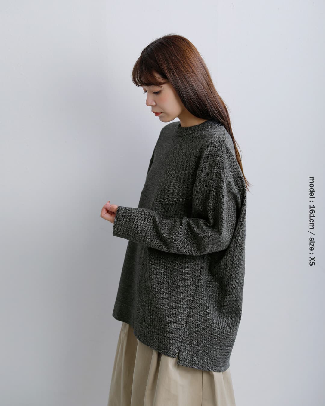 FIR MUM(フィル マム)メランジウールコットン ヘリンボーン ジャガードダブルジャージー アークヨーク Tシャツ hr-fr1102tf