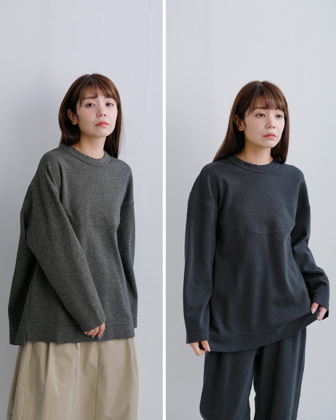 FIR MUM(フィル マム)メランジウールコットン ヘリンボーン ジャガードダブルジャージー アークヨーク Tシャツ hr-fr1102tf