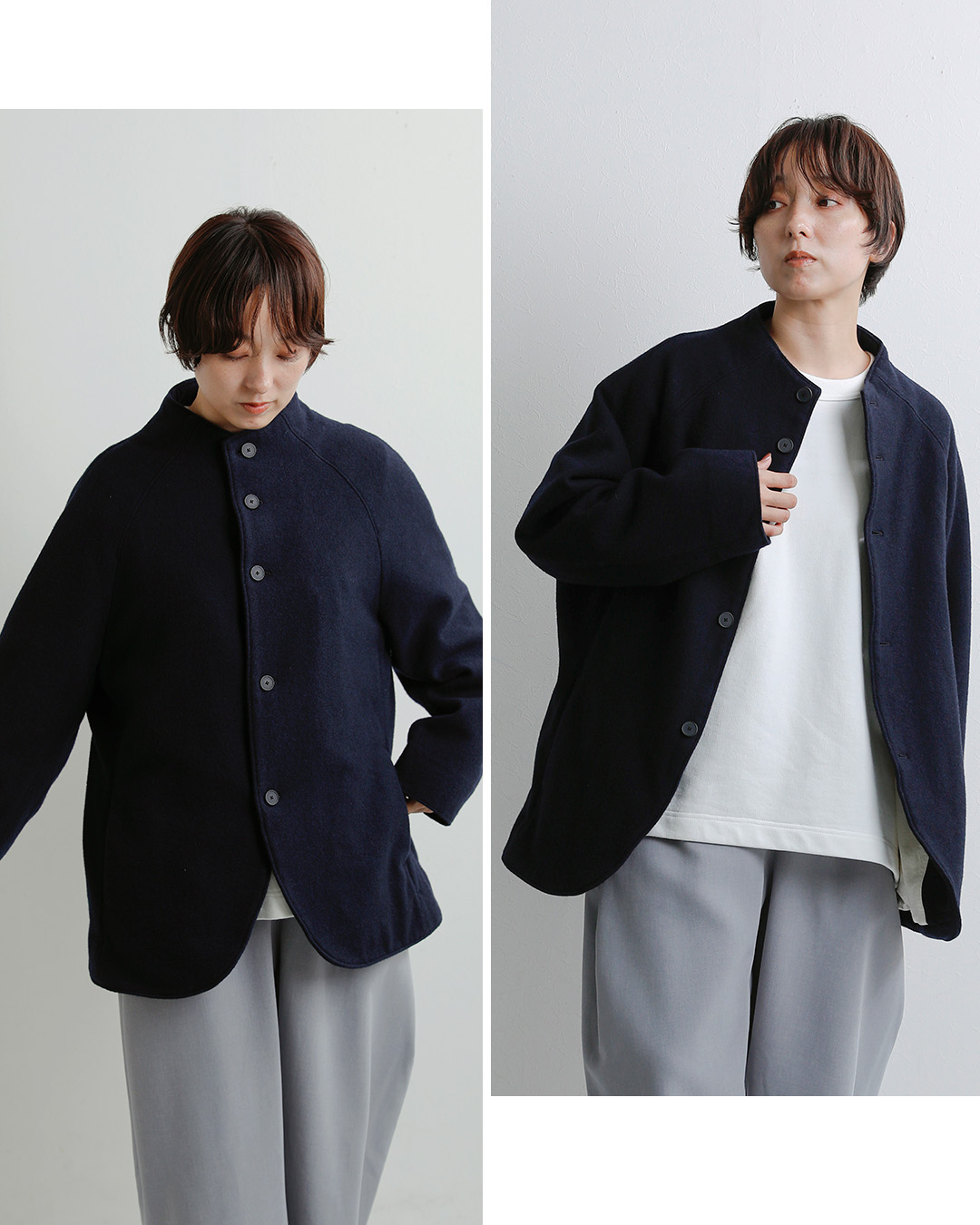FIR MUM フィル マム ウールヘビーフラノ ボトルネック ブルゾン hr
