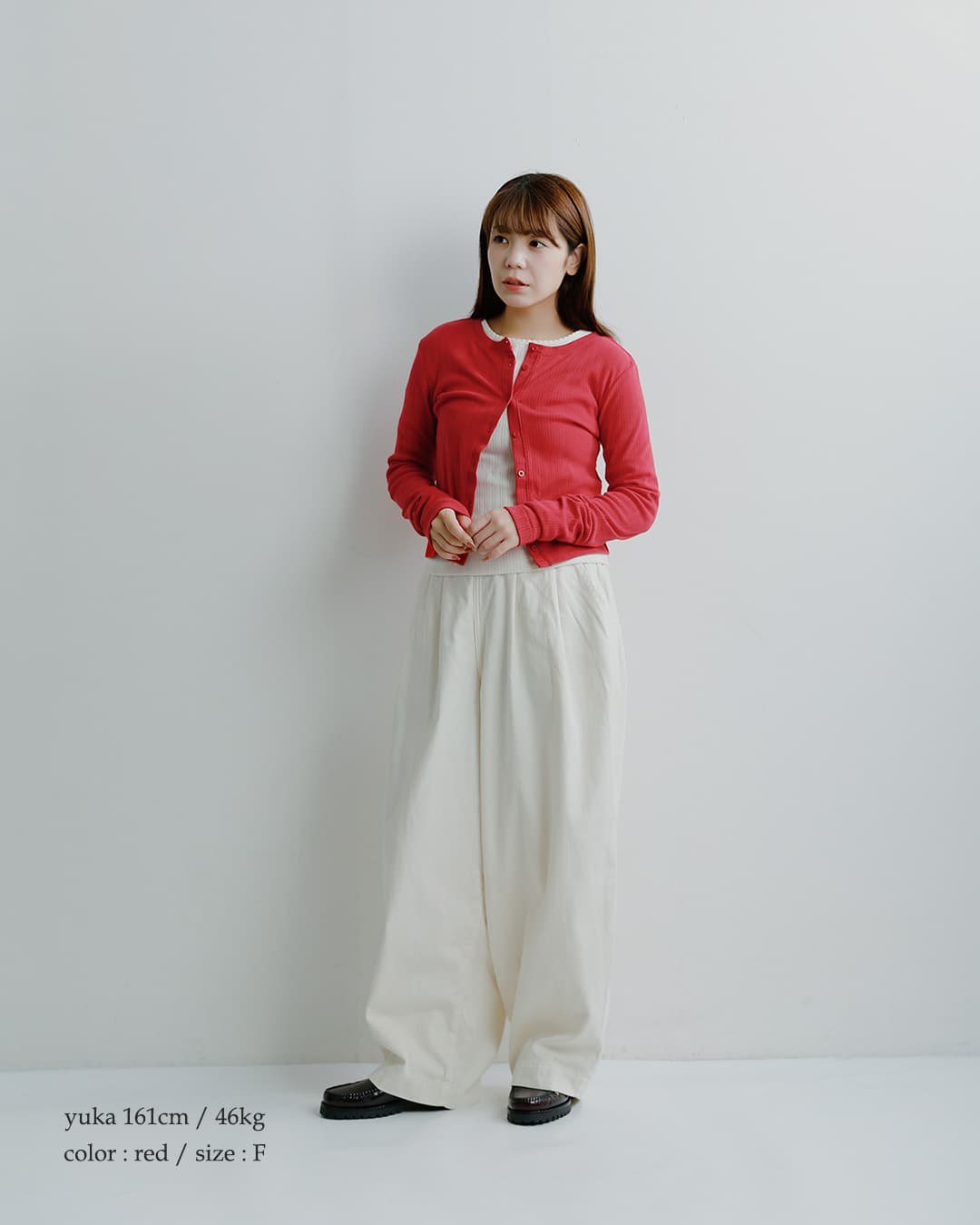 Healthknit(ヘルスニット)コットン アイレット ジャガード リブ クルーネック 長袖 カーディガン hr26f-l455