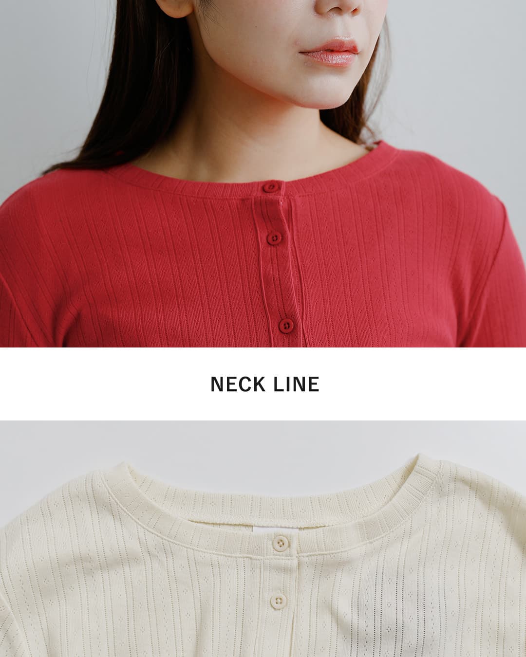 Healthknit(ヘルスニット)コットン アイレット ジャガード リブ クルーネック 長袖 カーディガン hr26f-l455