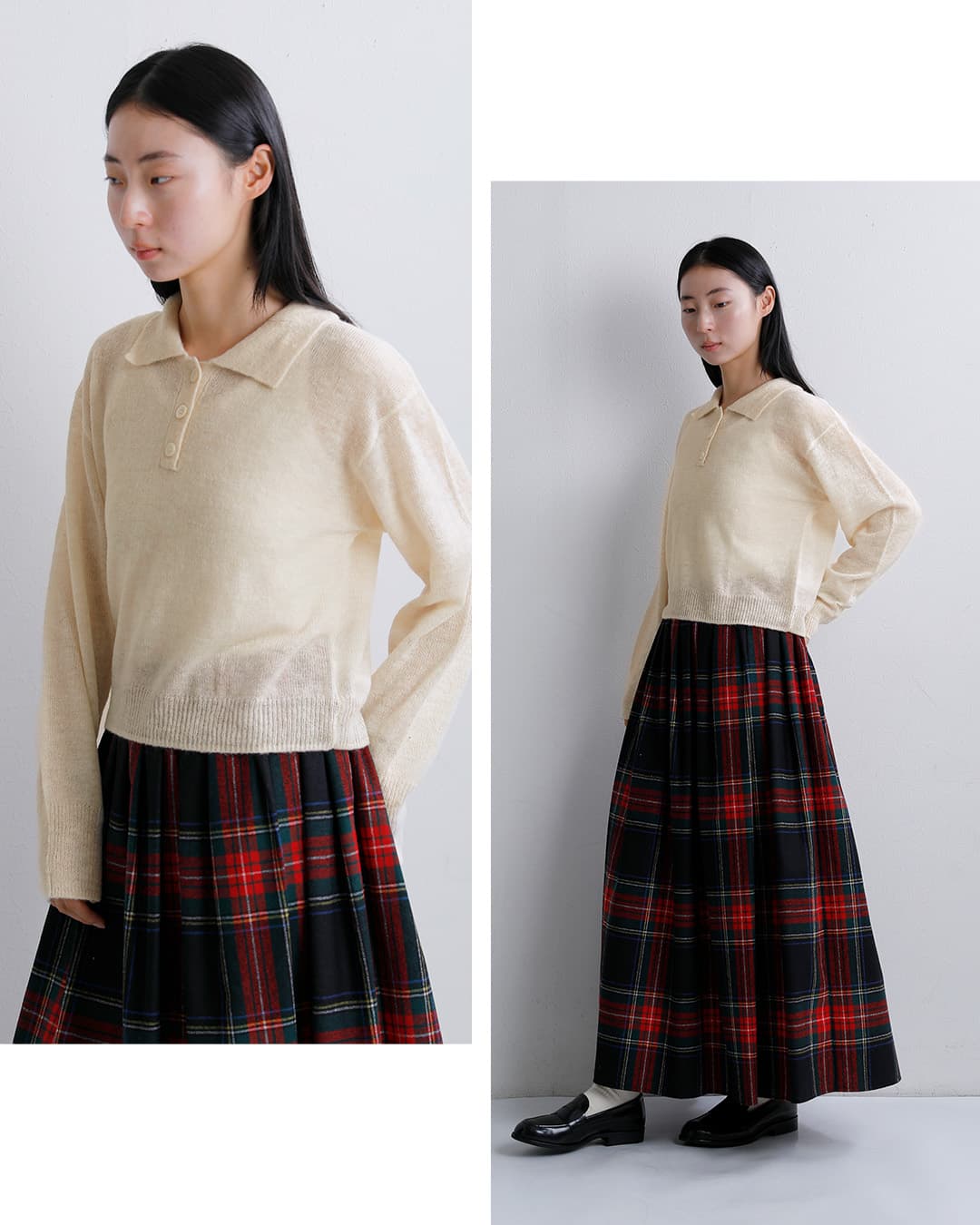 Healthknitモヘアブレンド 長袖 ニットポロ hr26f-l460