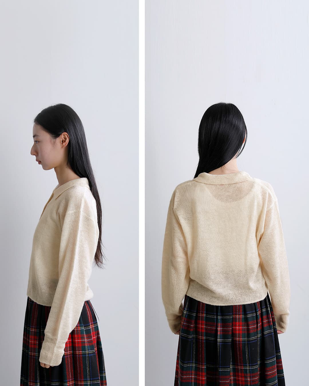 Healthknitモヘアブレンド 長袖 ニットポロ hr26f-l460