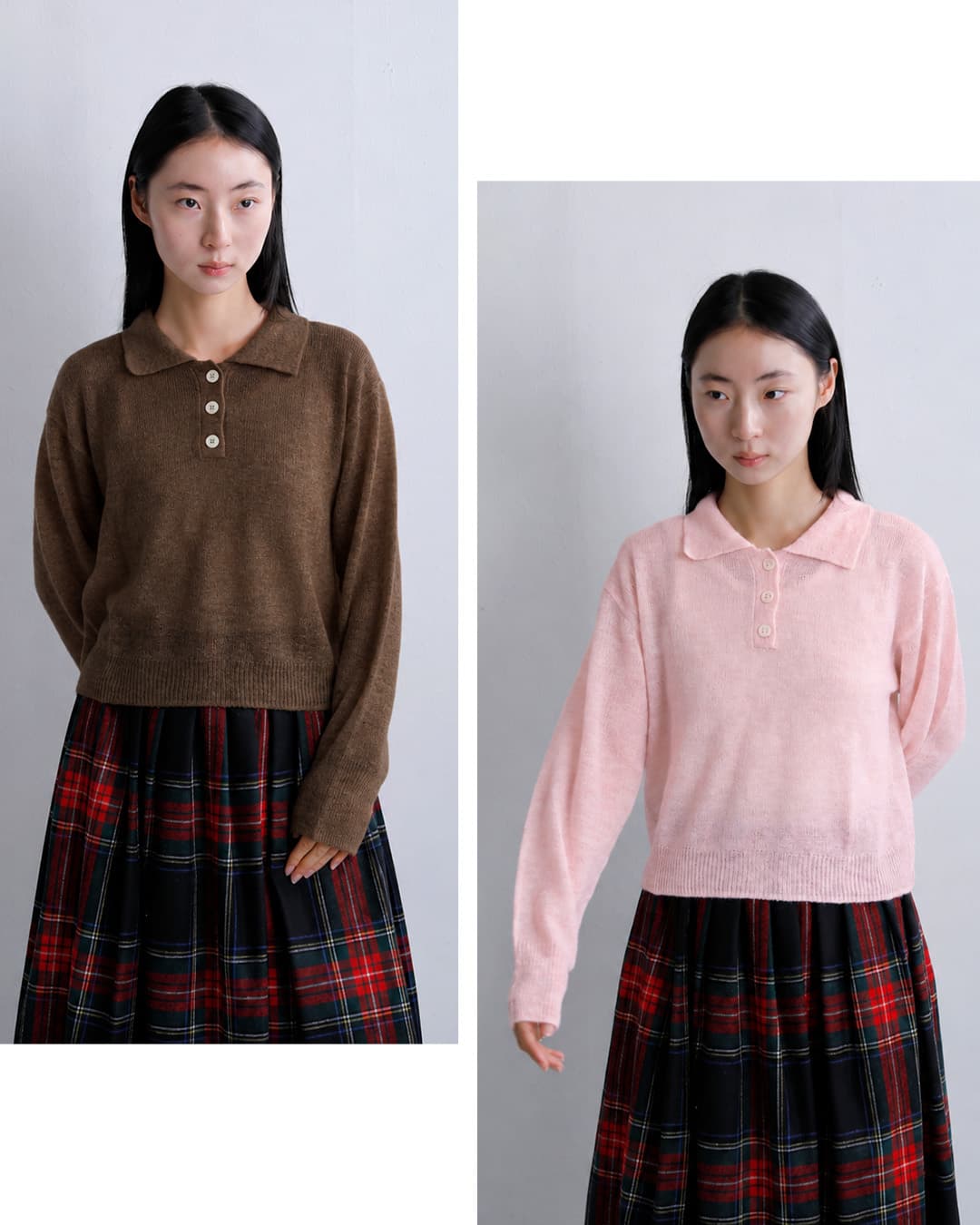 Healthknitモヘアブレンド 長袖 ニットポロ hr26f-l460