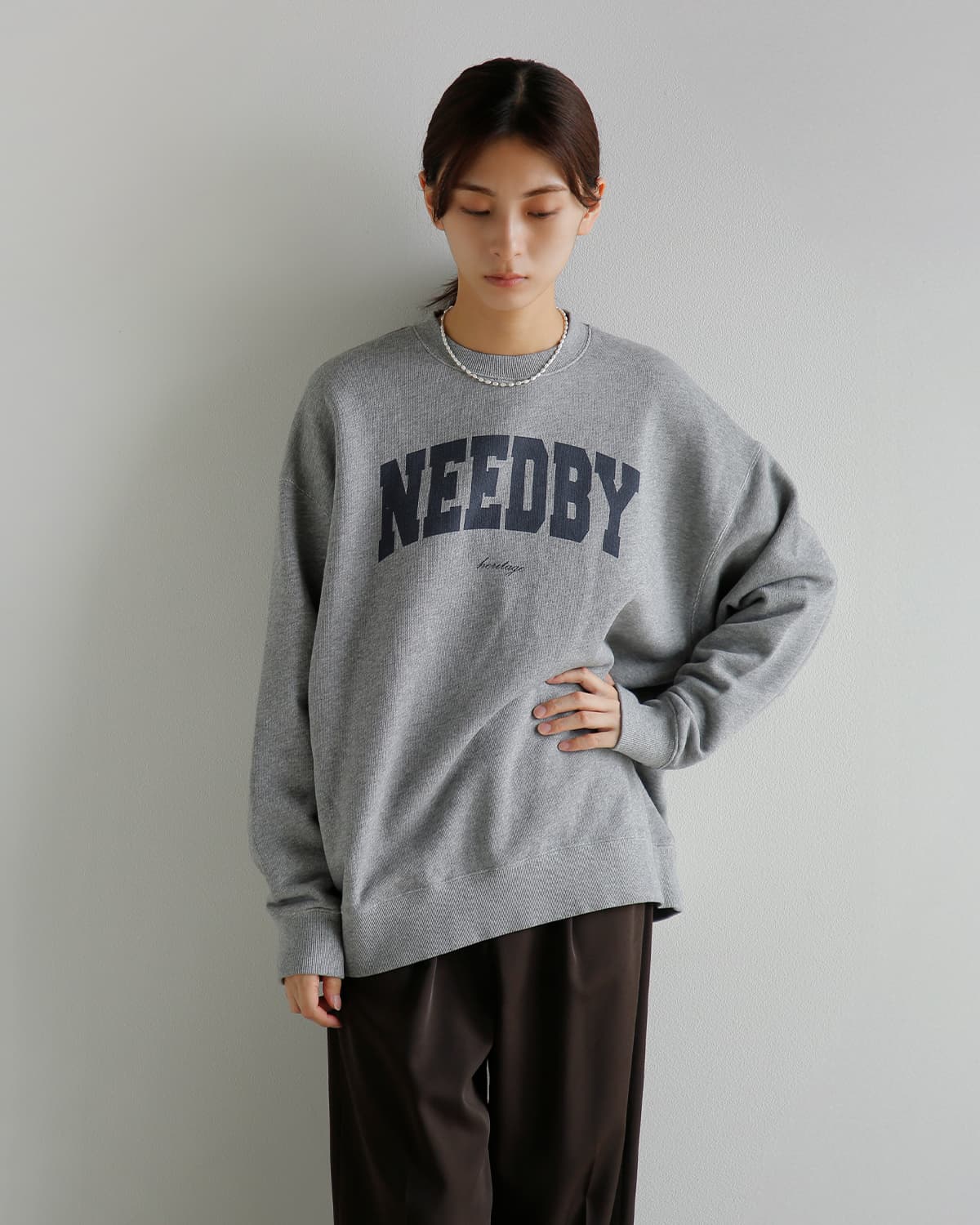 Needby heritage(ニードバイヘリテージ)コットン プリント 長袖 スウェットシャツ HUDSON hudson