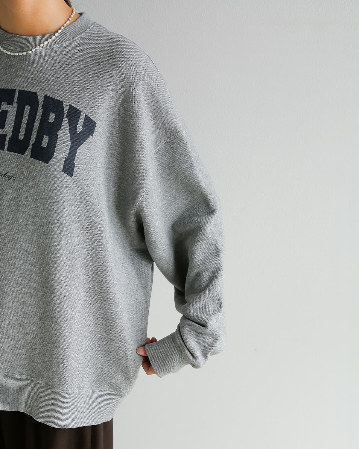 Needby heritage(ニードバイヘリテージ)コットン プリント 長袖 スウェットシャツ HUDSON hudson