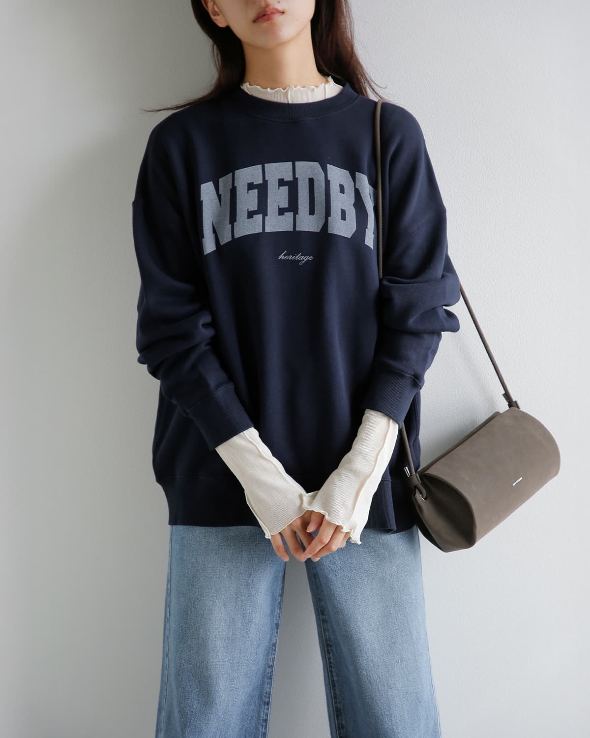 Needby heritage(ニードバイヘリテージ)コットン プリント 長袖 スウェットシャツ HUDSON hudson