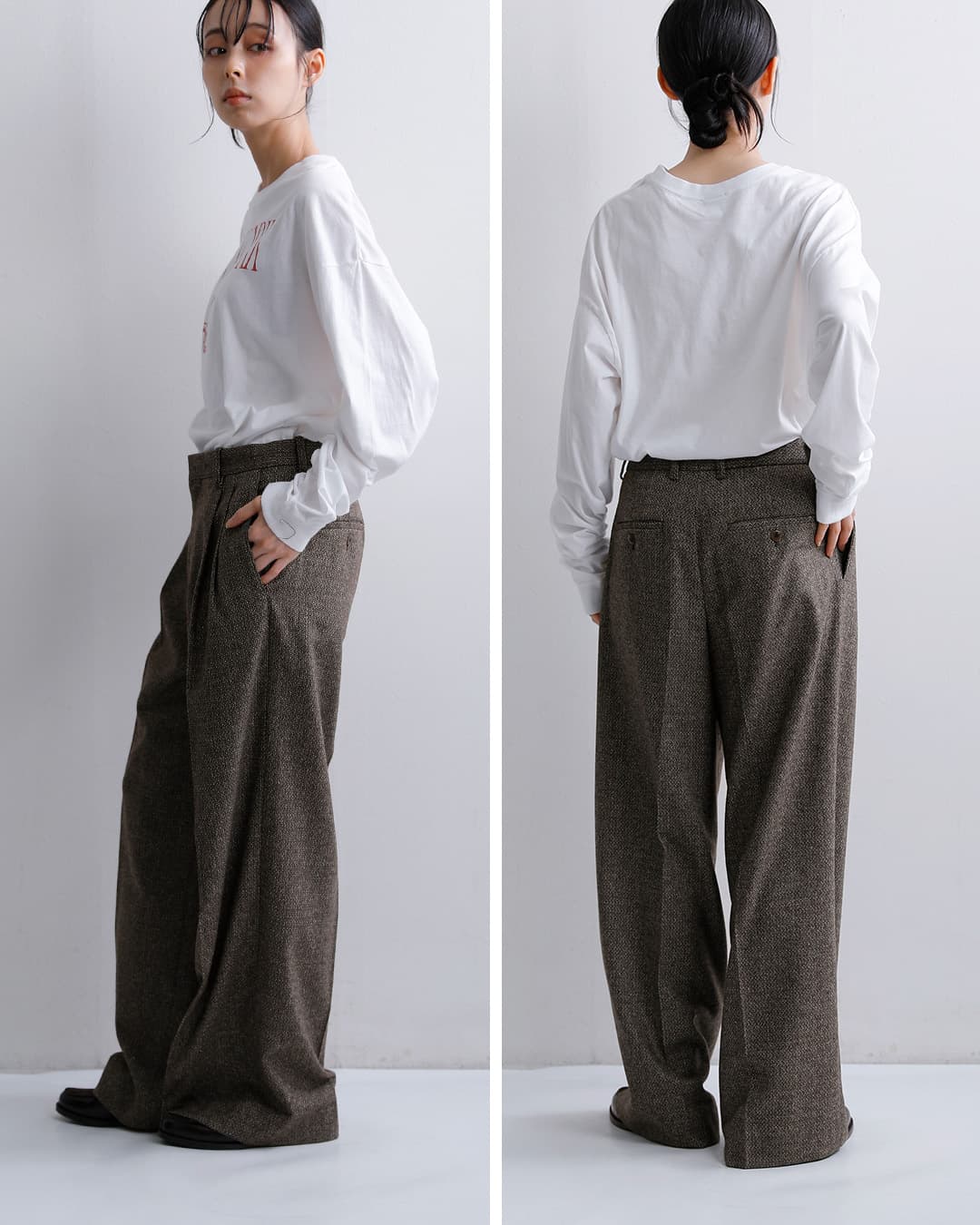 COUTURE D’ADAMイタリアンツイード ワイド トラウザーズ i-tw-w-trouser