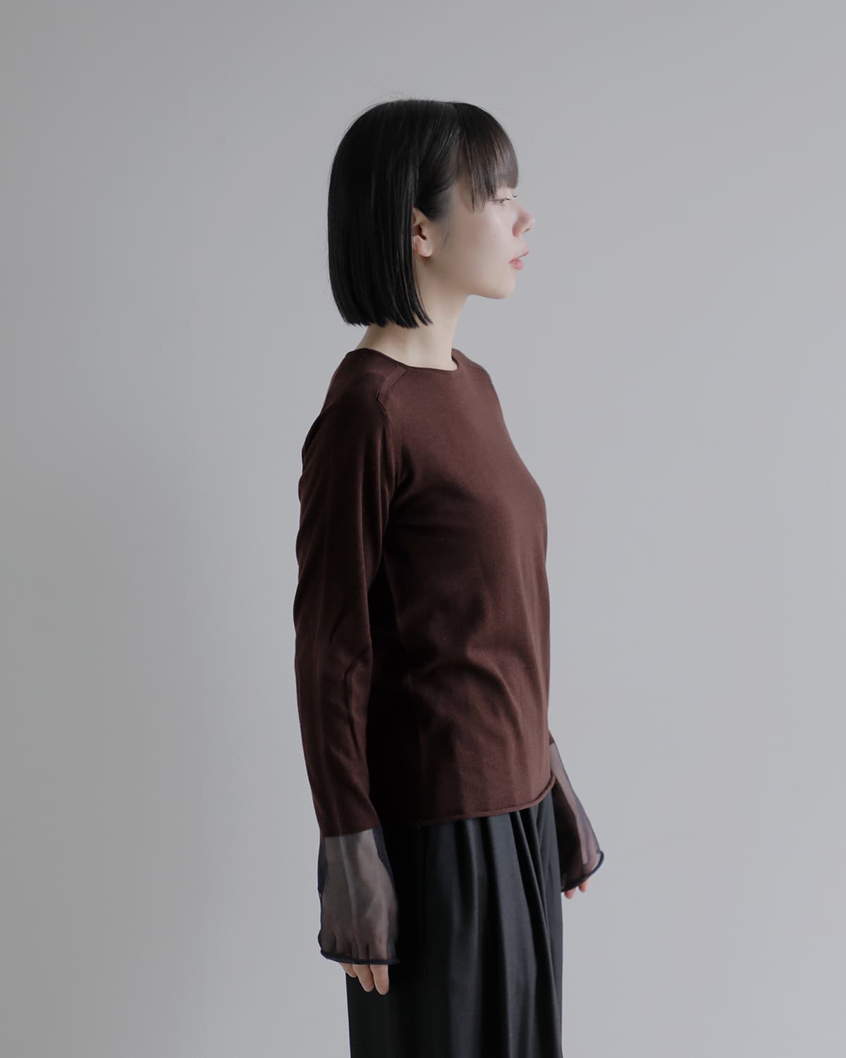 IHATOV(イーハトーブ)シアー ウール ラウンド ニット トップ ih12-8a-22811