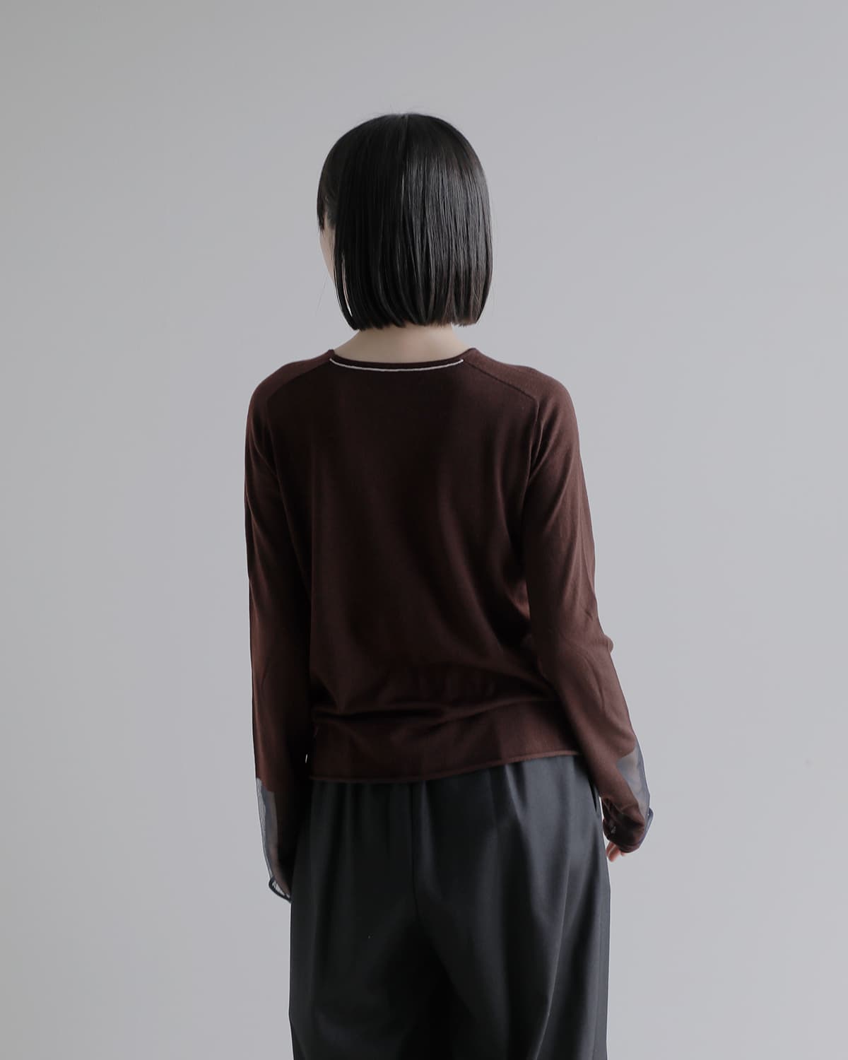 IHATOV(イーハトーブ)シアー ウール ラウンド ニット トップ ih12-8a-22811
