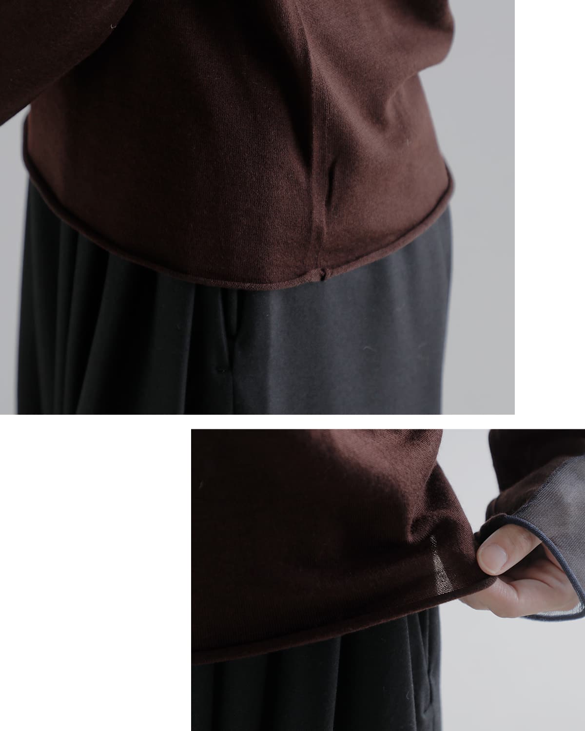 IHATOV(イーハトーブ)シアー ウール ラウンド ニット トップ ih12-8a-22811