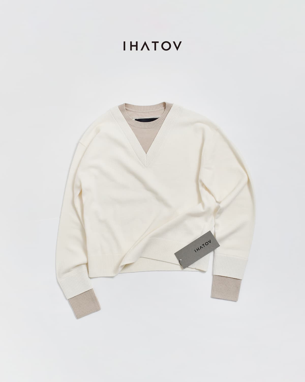 IHATOV(イーハトーブ)ウール ダブルニット ラウンド セーター ih12-8a-23712