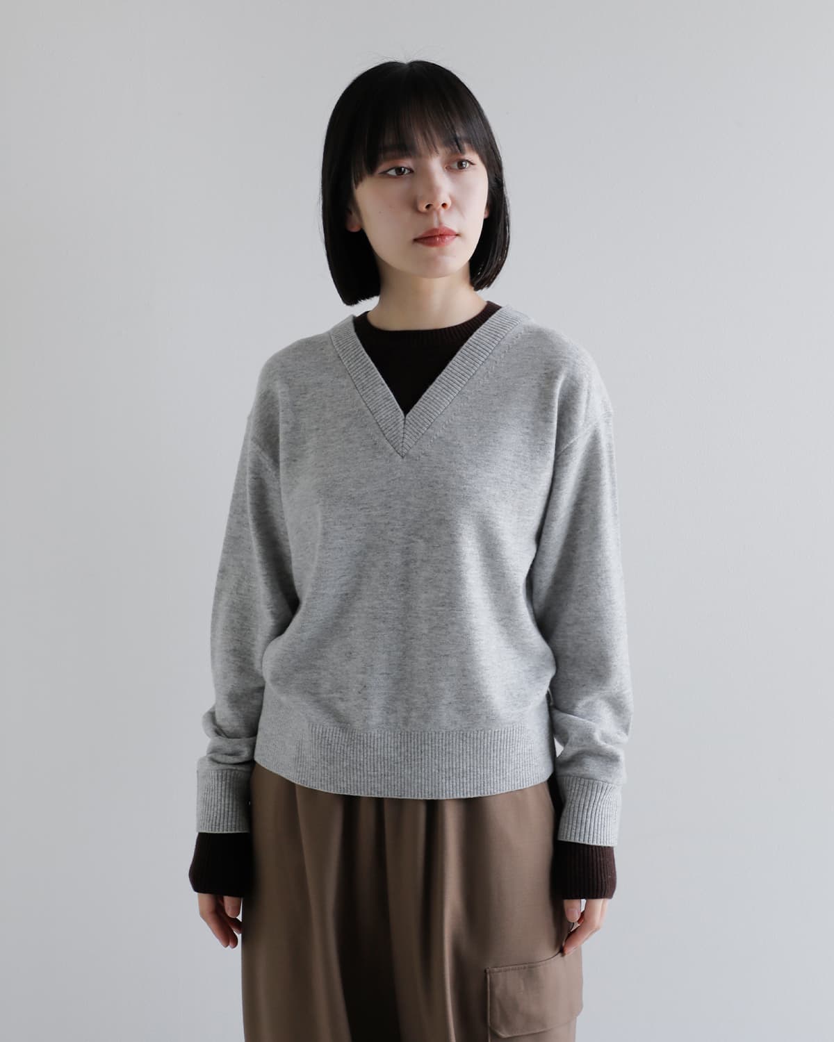 IHATOV(イーハトーブ)ウール ダブルニット ラウンド セーター ih12-8a-23712