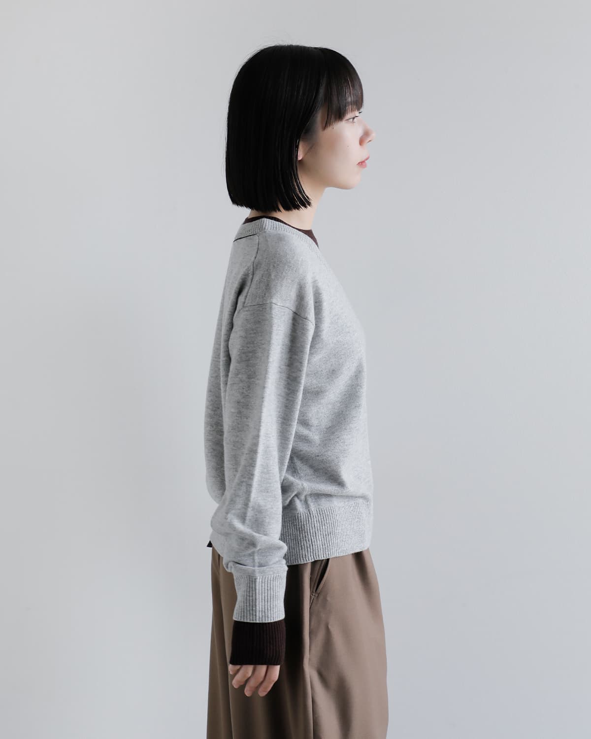 IHATOV(イーハトーブ)ウール ダブルニット ラウンド セーター ih12-8a-23712