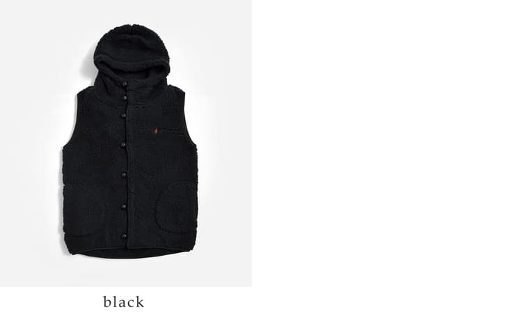 gymphlexくるみボタン ボア フーデッド ベスト j-1069boa-26aw