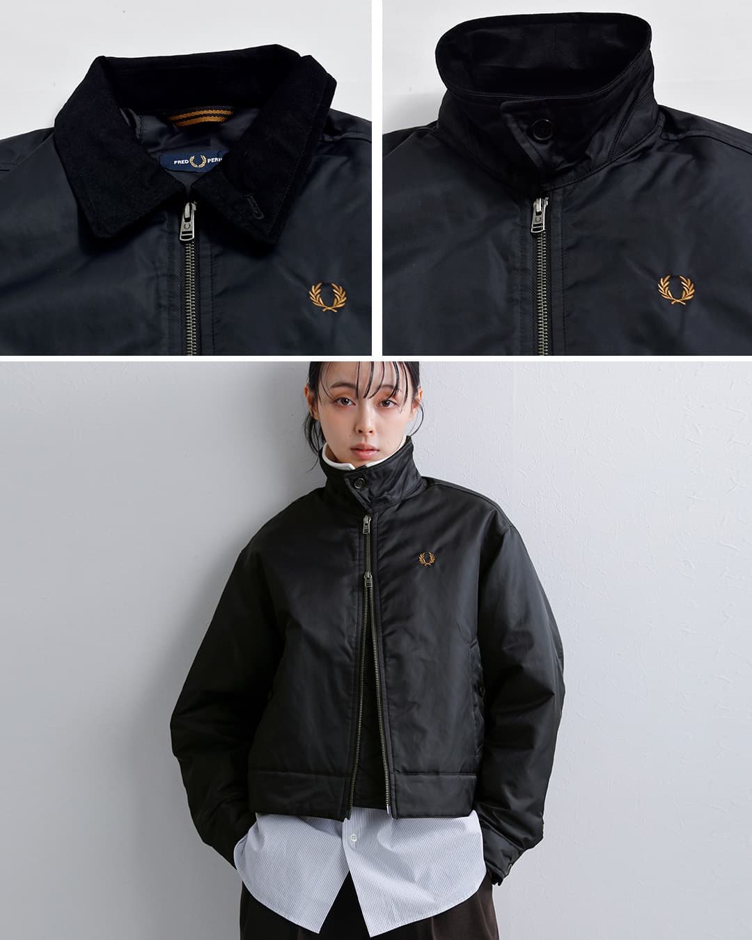 FRED PERRYコーデュロイカラー パデッド カバンジャケット Padded Caban Jacket j3116